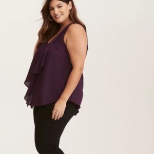 Torrid ‘Georgette’ V Neck Ruffle Top • Sz 5